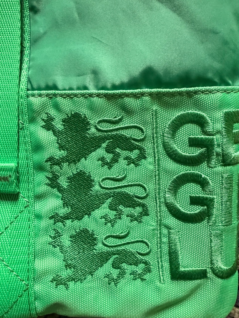 George Gina & Lucy 3HUT UP Bright Green Nylon Tote with Front Buckle Detail - Picture 3 of 7